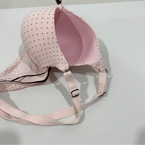 Maidenform Light Pink Brown Polka Dot Bra Underwire Adjustable Straps - Picture 4 of 7